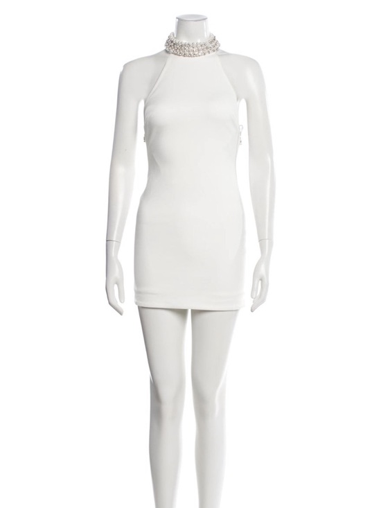 Retrofete Dresses & Skirts - Retrofete Penelope White Halter Pearl Crystal Embellished Mini Dress Bridal XS